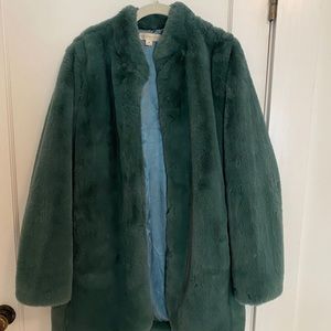 Green Faux Fur Coat (Size M)